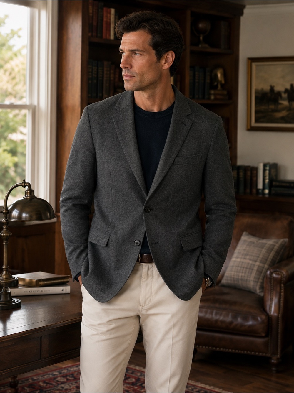 Ted Baker Men's Charcoal Gray Two-Button Blazer